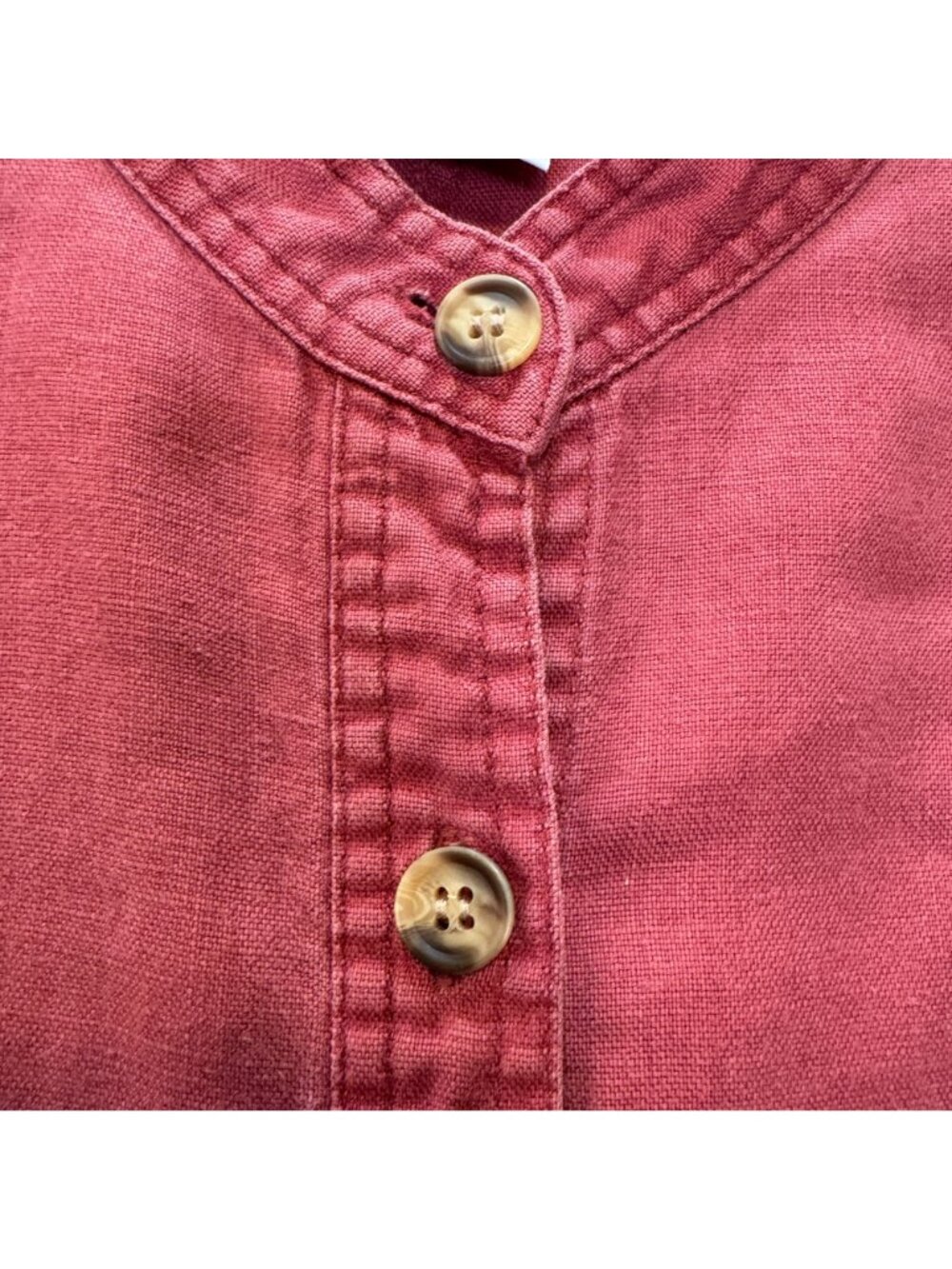 Vintage J. Jill Linen Blouse L Mandarin Collar Dusty Rose Artsy Boho Lagenlook - Picture 4 of 10